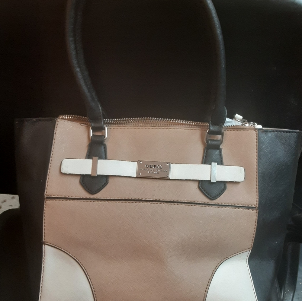 Guess two toned purse, One size poncho with tassel